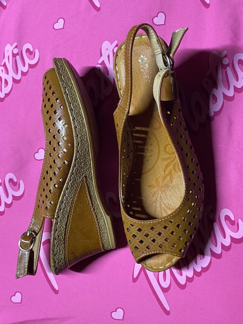 EUC Patrizia by Spring Step "Candace" Slingback Sandals Peep Toe Wedge Heels